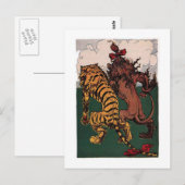 Cowerly Lion en Tiger Briefkaart (Voorkant / Achterkant)