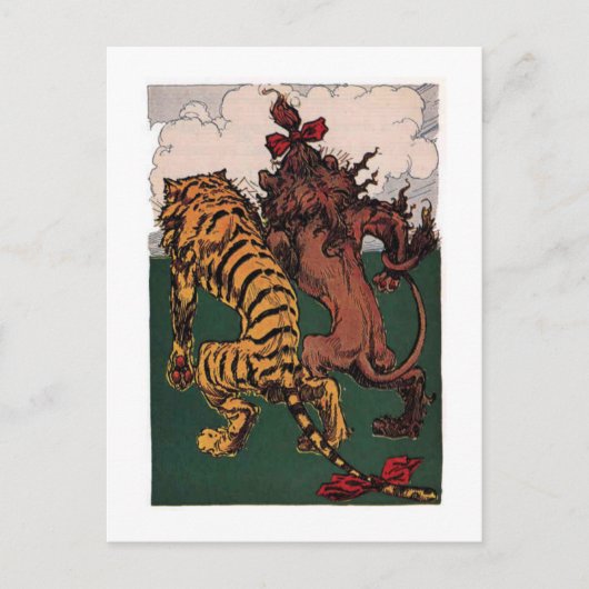 Cowerly Lion en Tiger Briefkaart (Voorkant)