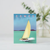 Cowes Isle of Wight reisposter afdruk. Briefkaart (Staand voorkant)