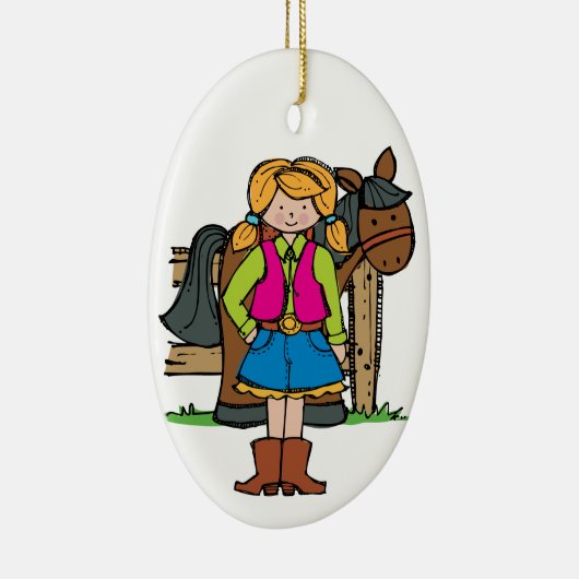 Cowgirl2 Keramisch Ornament (Rechts)