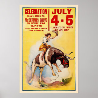 Cowgirl930s Western Rodeo Celebration Vintage Poster