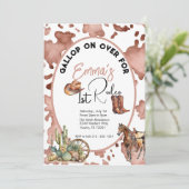 Cowgirl 1e Rodeo Cowprint Verjaardag Kaart (Staand voorkant)