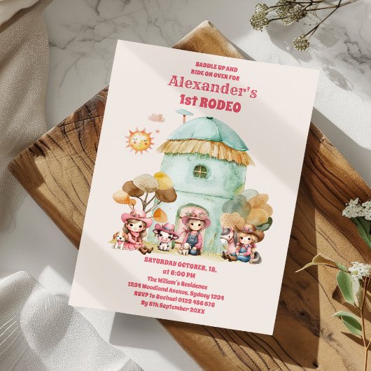 Cowgirl 1e Rodeo Eerste Verjaardag Kaart