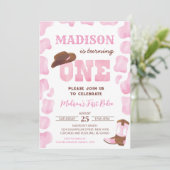 Cowgirl 1e Rodeo Eerste Verjaardag Uitnodigingen (Staand voorkant)