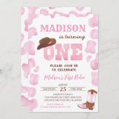 Cowgirl 1e Rodeo Eerste Verjaardag Uitnodigingen (Voorkant / Achterkant)