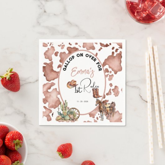 Cowgirl 1st Rodeo Cowprint Birthday Servet (Insitu)