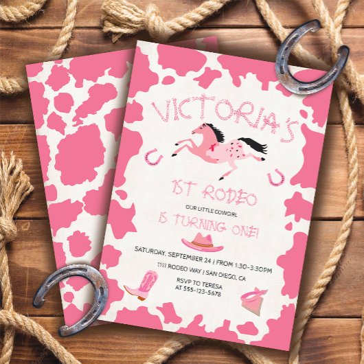 Cowgirl 1ste rodeo Koe van Birthday Party Kaart