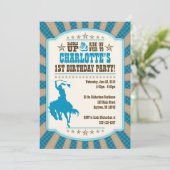 Cowgirl 1ste uitnodiging voor meisjes in Birthday (Staand voorkant)