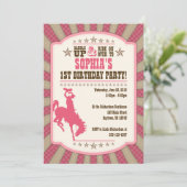 Cowgirl 1ste uitnodiging voor meisjes in Birthday (Staand voorkant)