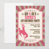 Cowgirl 1ste uitnodiging voor meisjes in Birthday (Voorkant / Achterkant)