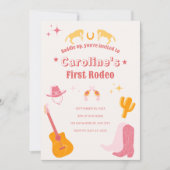 Cowgirl 1ste verjaardag eerste rodeo kaart (Voorkant)