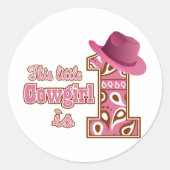 Cowgirl 1ste verjaardag ronde sticker (Voorkant)
