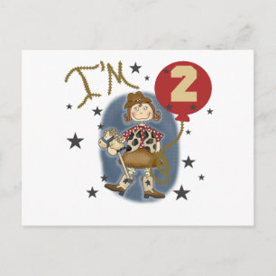 Cowgirl 2e verjaardag T-shirts en geschenken Briefkaart