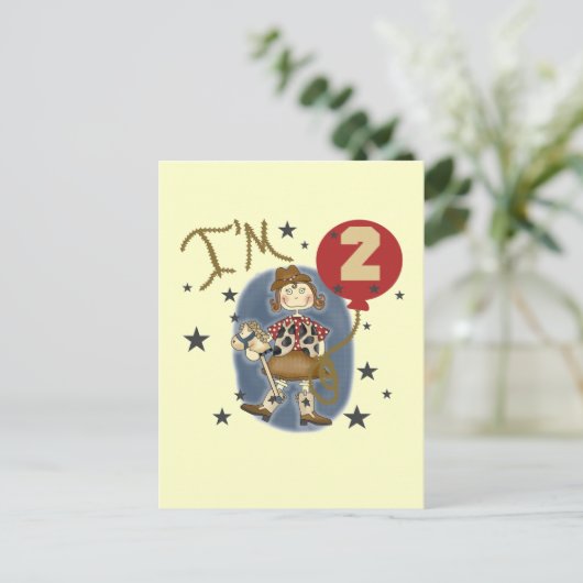 Cowgirl 2e verjaardag T-shirts en geschenken Briefkaart (Staand voorkant)