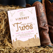 Cowgirl 2nd Birthday Party Terri-Boot Twos Pink