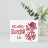 Cowgirl 3e verjaardag briefkaart (Staand voorkant)