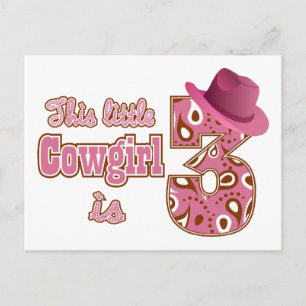 Cowgirl 3e verjaardag briefkaart