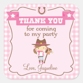 Cowgirl 3inch gepersonaliseerd dank u label sticke