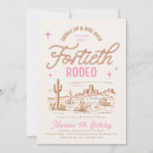 Cowgirl 40ste Rodeo Verjaardag Uitnodiging (Voorkant)