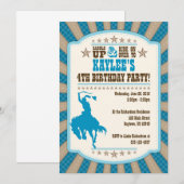 Cowgirl 4e verjaardag van de meisjesuitnodiging kaart (Voorkant / Achterkant)