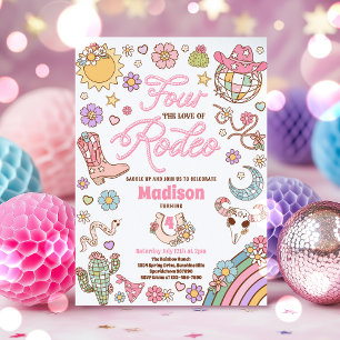 Cowgirl 4e verjaardag Vier de liefde van Rodeo Par Kaart