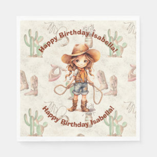 Cowgirl 5e verjaardag Bash uitnodiging Servet