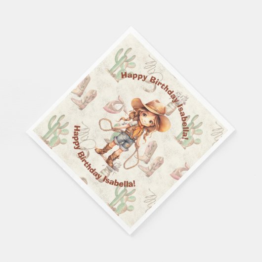 Cowgirl 5e verjaardag Bash uitnodiging Servet (Hoek)