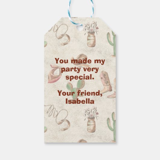 Cowgirl 5th Birthday Bash Cadeaulabel (Achterkant)