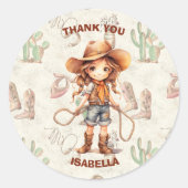 Cowgirl 5th Birthday Bash Ronde Sticker (Voorkant)
