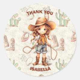 Cowgirl 5th Birthday Bash Ronde Sticker