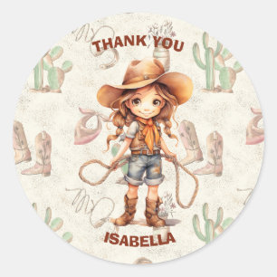 Cowgirl 5th Birthday Bash Ronde Sticker