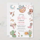 Cowgirl 6e verjaardag Let's go girl Disco Save The Date (Voorkant)