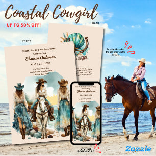 Cowgirl aan de kust Rustieke rodeo bruid feest paa Kaart