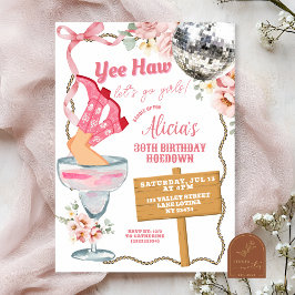 Cowgirl Adult Birthday Hoedown Invitation Kaart