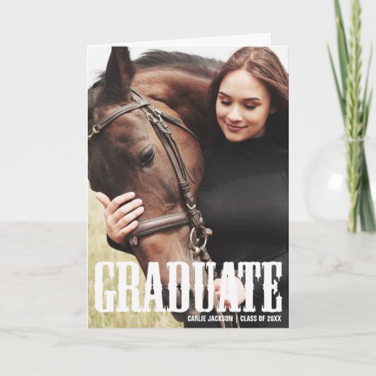 Cowgirl Afstuderen Foto Land Afstuderen Aankondiging (Voorkant)