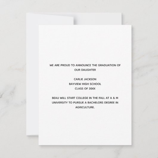 Cowgirl Afstuderen Foto landscript Afstuderen Aankondiging (Achterkant)