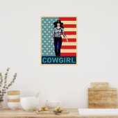  cowgirl Amerikaanse vlag Poster (Keuken)