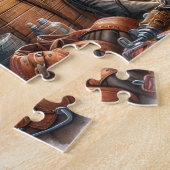 Cowgirl and Horse in Barn Stable at Ranch Legpuzzel (Zijkant)