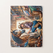 Cowgirl and Horse in Barn Stable at Ranch Legpuzzel (Verticaal)
