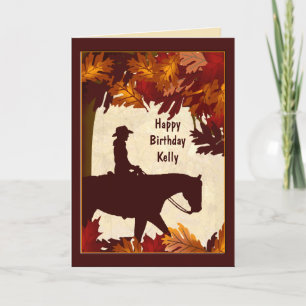 Cowgirl Autumn Custom Birthday Kaart