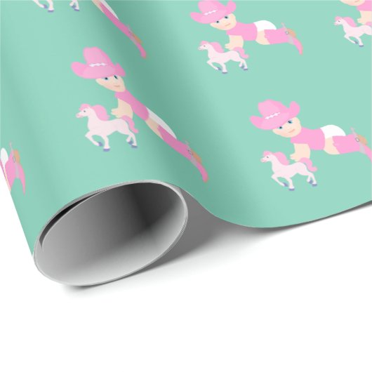 Cowgirl Baby cadeaupapier (Rol Hoek)