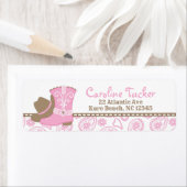 Cowgirl Baby shower Adres Label roze en bruin (Insitu)