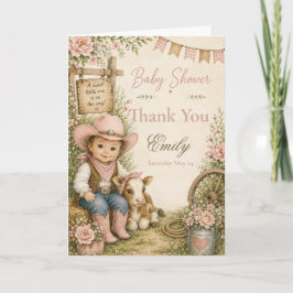 Cowgirl Baby Shower Bedankkaart