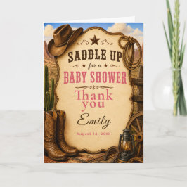 Cowgirl Baby Shower Bedankkaart