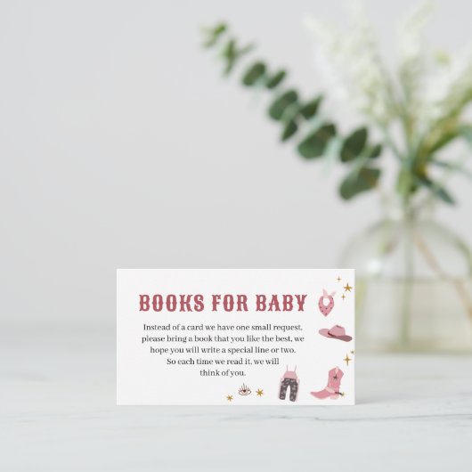 Cowgirl Baby shower Boeken voor Baby Informatiekaartje (Staand voorkant)