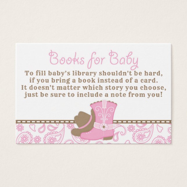 Cowgirl Baby shower Bring a Book Request Kaart (Voorkant)