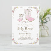 Cowgirl Baby Shower Country Western Roze Meisje Kaart (Staand voorkant)