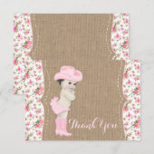 Cowgirl Baby shower Dank je wel Bedankkaart (Voorkant / Achterkant)