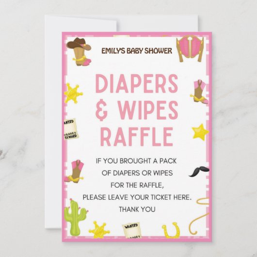 Cowgirl Baby shower Game - Editable Name, 5x7 size Kaart (Voorkant)