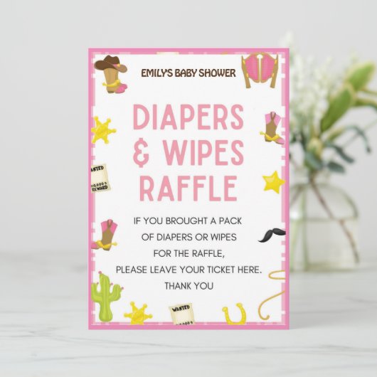 Cowgirl Baby shower Game - Editable Name, 5x7 size Kaart (Staand voorkant)